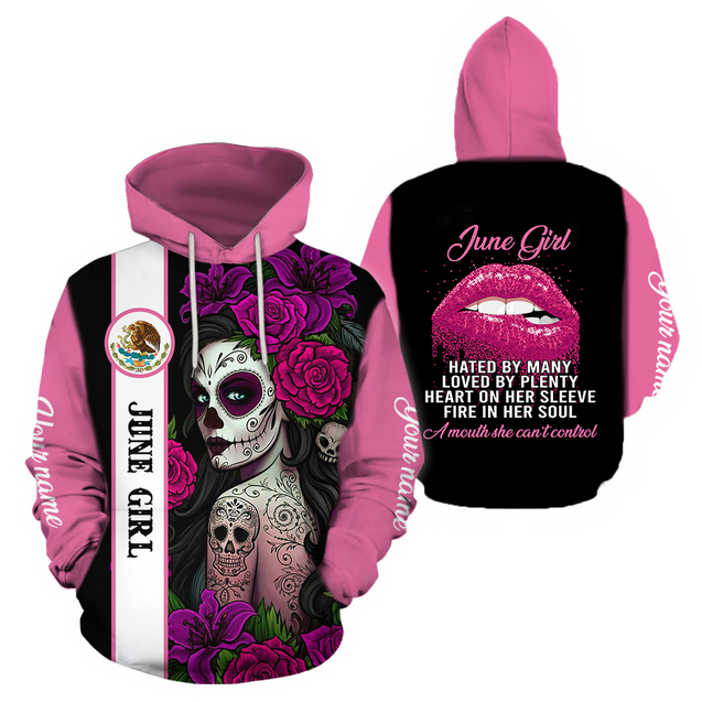 June Girl Customize Name 3D All Over Printed Unisex Hoodie