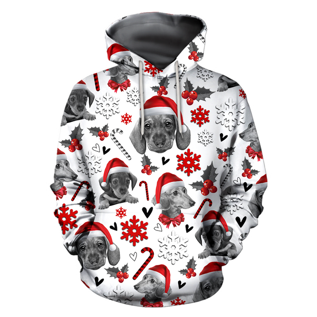 3D Dachshund Xmas Pattern Unisex Hoodie TR3010204