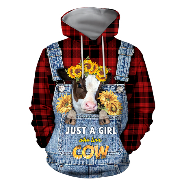 Farmer Style Cow Sunflower 3D All Over Print  Hoodie TR0909203