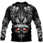 3D Tattoo Skull Tiger Over Printed Shirt for Men and Women