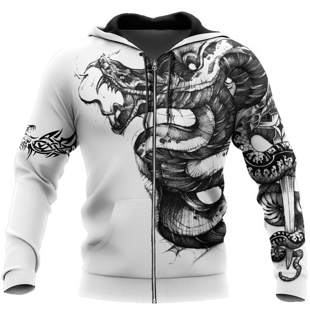 Snake Tattoo Hoodie T Shirt For Men and Women HAC210501-Apparel-NM-Zipped Hoodie-S-Vibe Cosy™