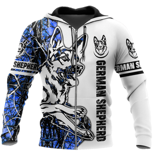 German shepherd blue tattoo 3d hoodie shirt for men and women HAC190801