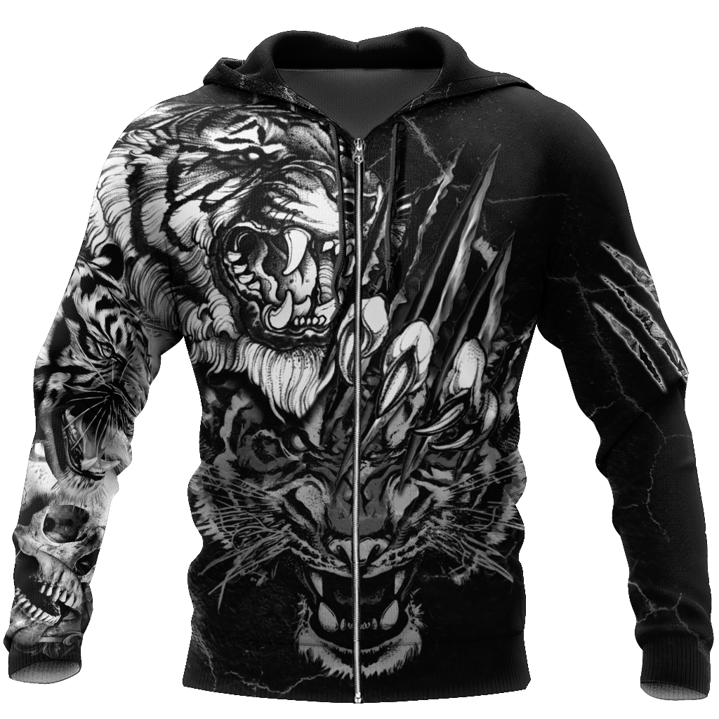 White Tiger 3D Tattoo Over Printed Shirt for Men and Women