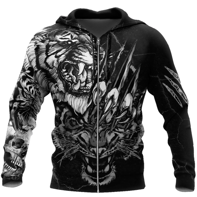 White Tiger 3D Tattoo Over Printed Shirt for Men and Women