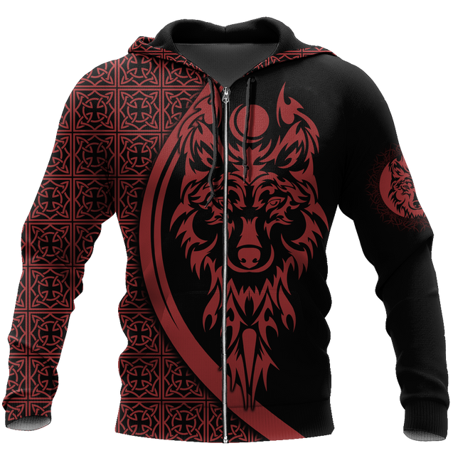 Tattoo Wolf Hoodie T Shirt For Men and Women HAC080606-NM-Apparel-NM-Zipped Hoodie-S-Vibe Cosy™