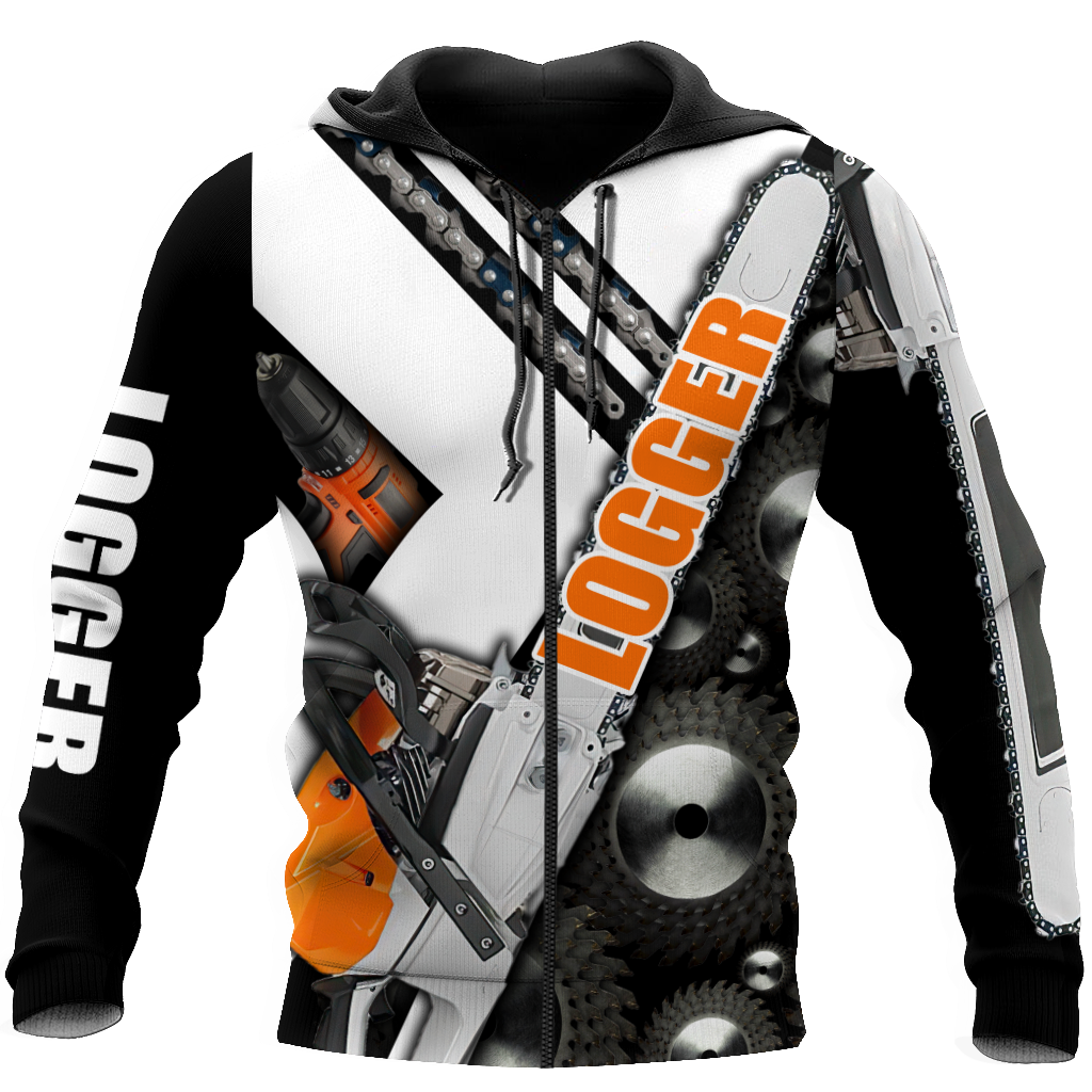 Logger Man Black and White 3D Unisex Hoodie Logger VP12112001XT