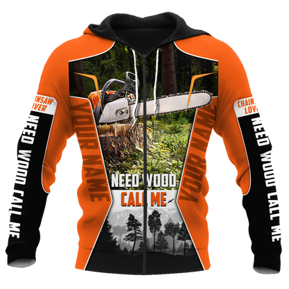 3D Chainsaw Logger Custom Name Unisex Shirts Pi16102004