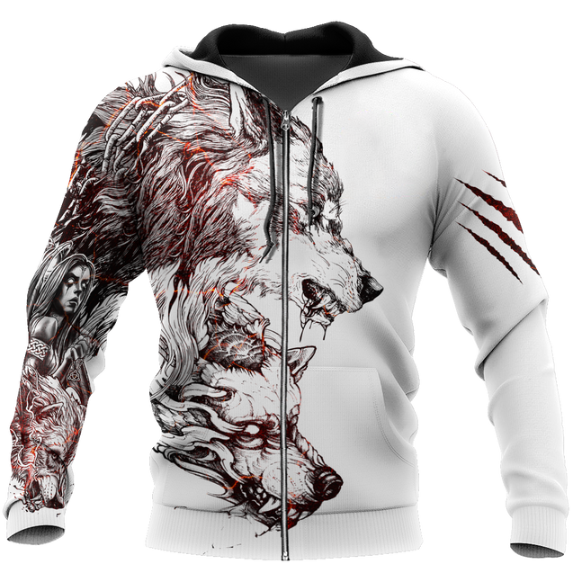 Tattoo Wolf Hoodie T Shirt For Men and Women HAC290502-NM