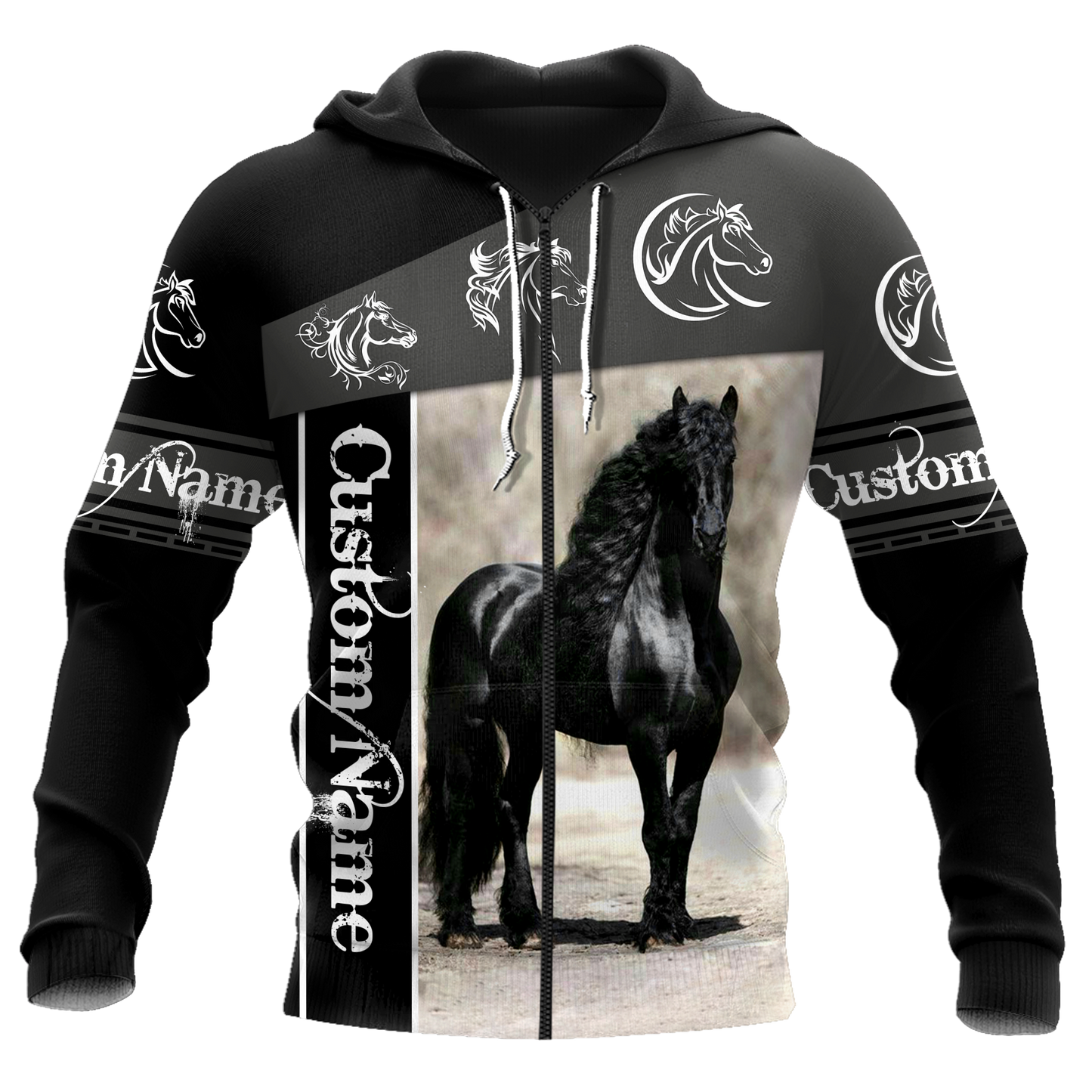 Black Horse Custom Name 3D All Over Printed Shirts TA09252001S