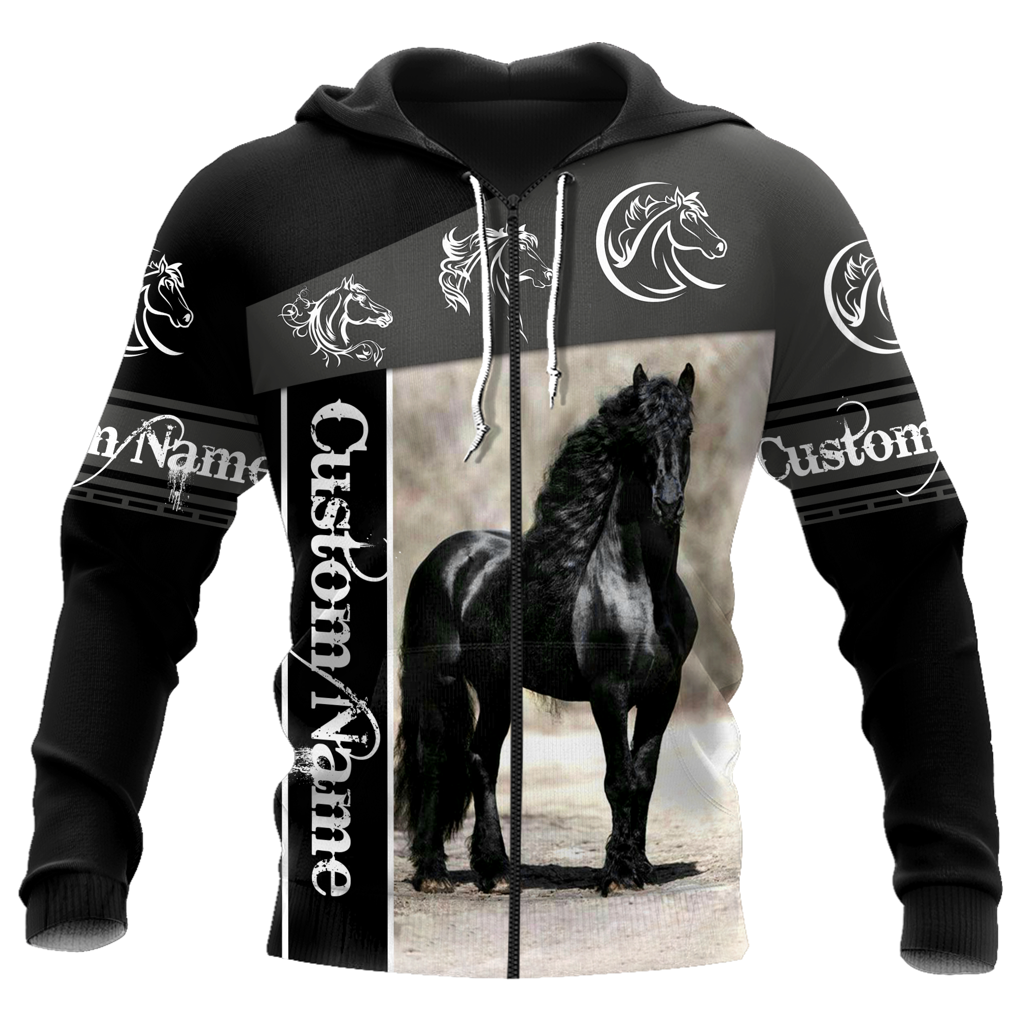 Black Horse Custom Name 3D All Over Printed Shirts TA09252001S