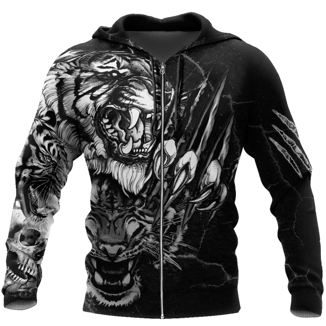 3D Tiger Tattoo Over Printed Shirt for Men and Women