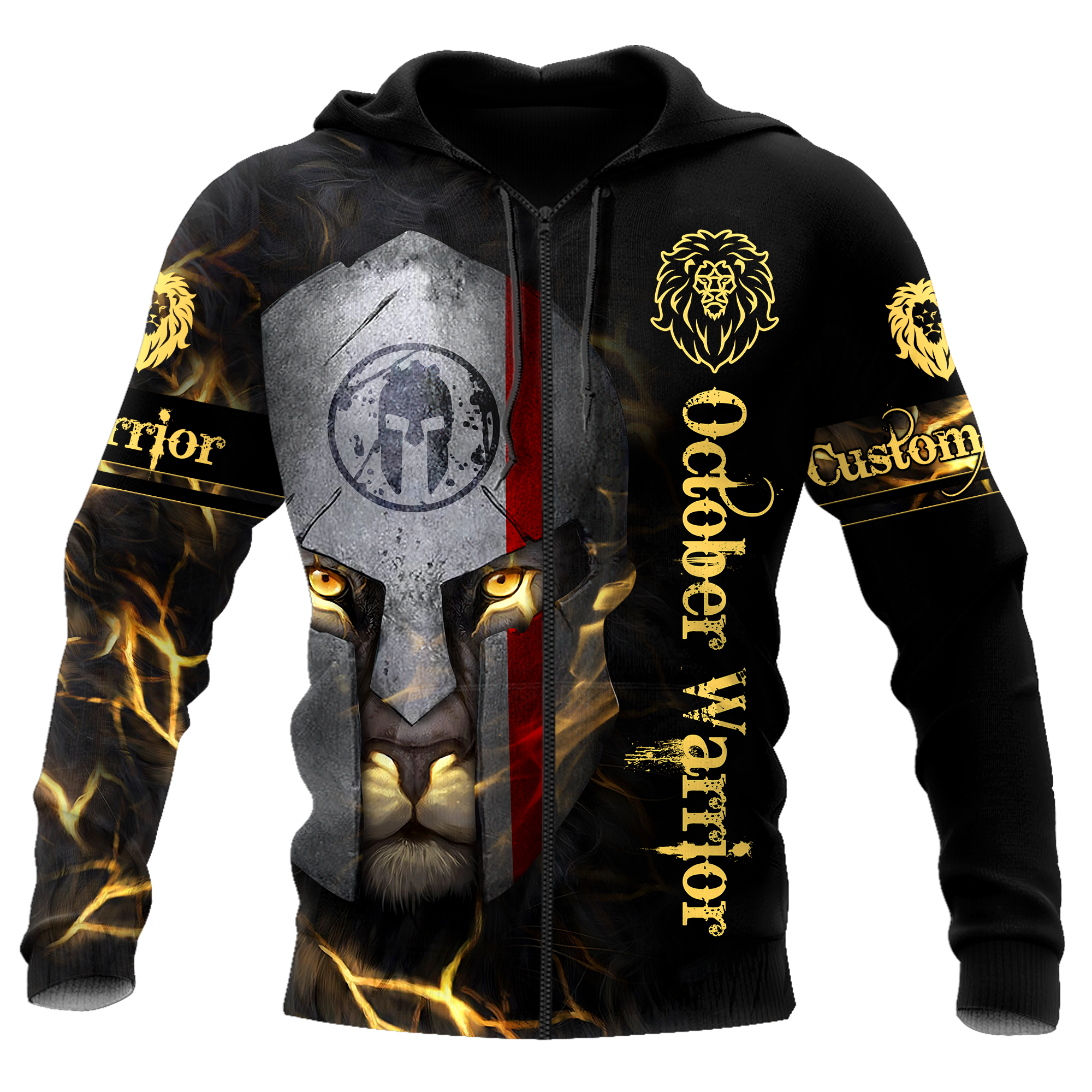 October Spartan Lion Warrior 3D All Over Printed Unisex Shirts
