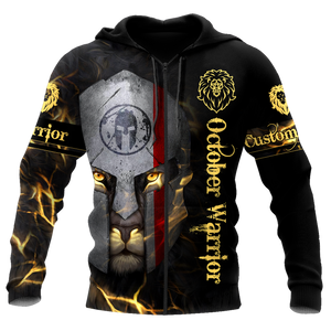 October Spartan Lion Warrior 3D All Over Printed Unisex Shirts