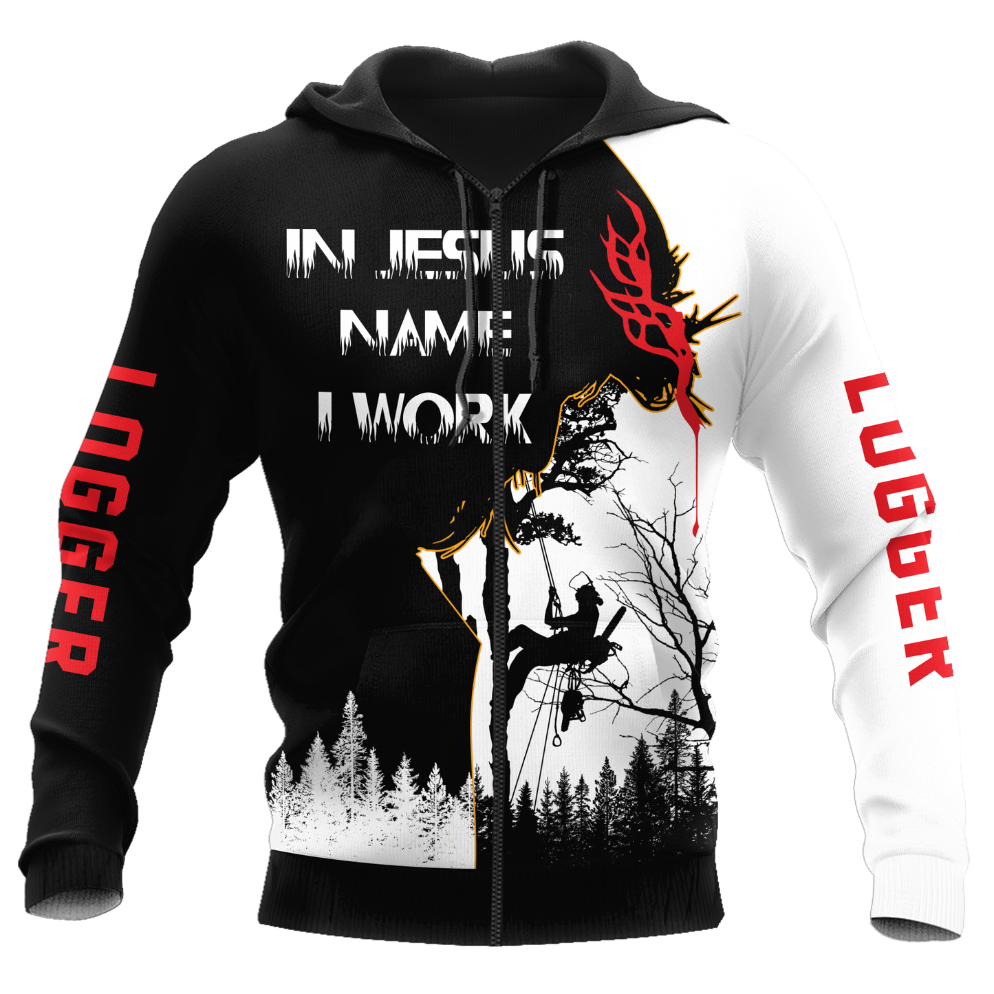 In Jesus Name I Work Logger Unisex Shirts Pi17102003