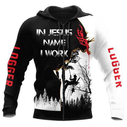 In Jesus Name I Work Logger Unisex Shirts Pi17102003