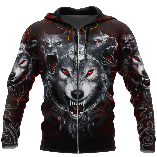 All Over Printed Wolf Hoodie MEI09102003-MEI