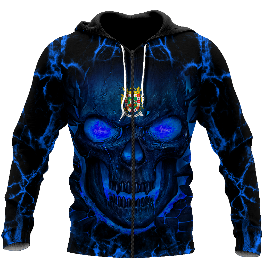 Puerto Rico Crytal Skulls Shirt TQH20061804-Apparel-TQH-Zipped Hoodie-S-Vibe Cosy™