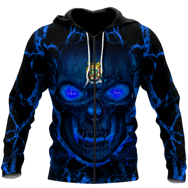 Puerto Rico Crytal Skulls Shirt TQH20061804-Apparel-TQH-Zipped Hoodie-S-Vibe Cosy™
