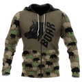 Boar Hunting Dark Green Camo 3D All Over Print  Hoodie