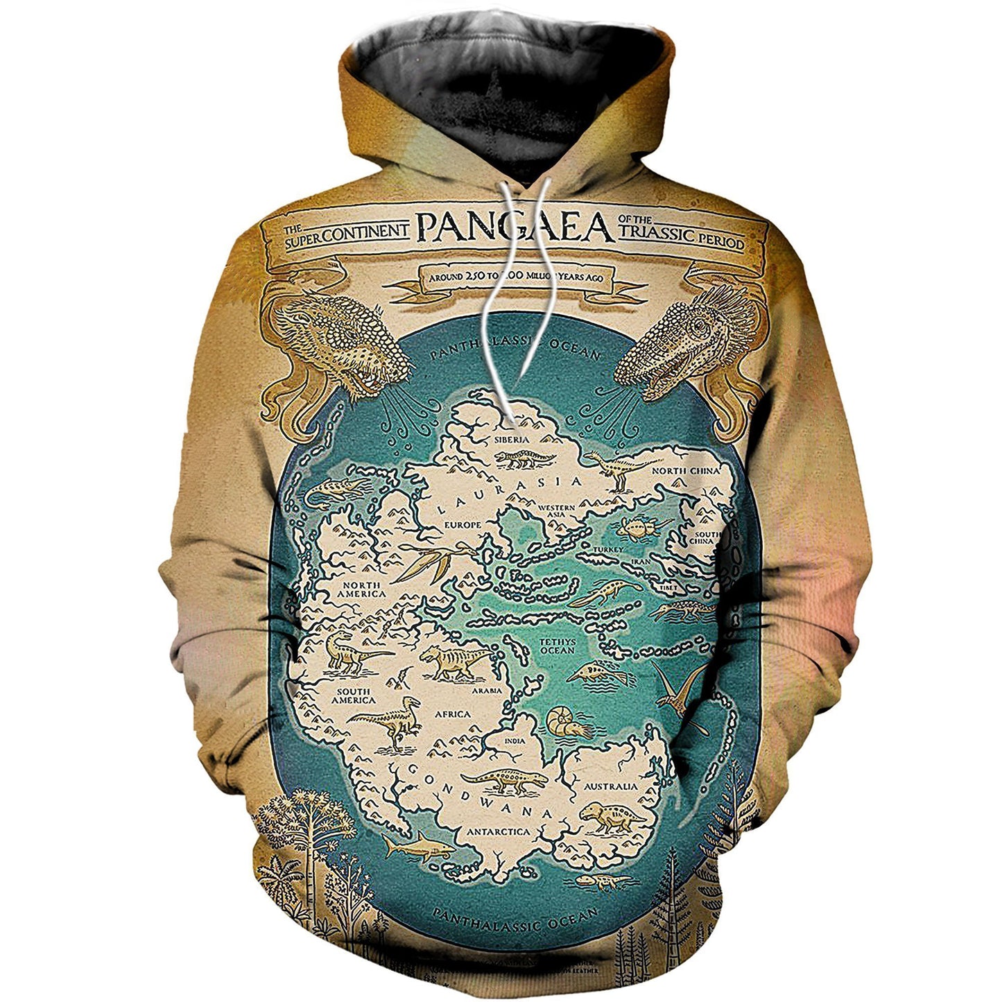3D All Over Printed Dinosaur Map Shirts And Shorts-3D All Over Printed Clothes-HP Arts-Normal Hoodie-XS-Vibe Cosy™