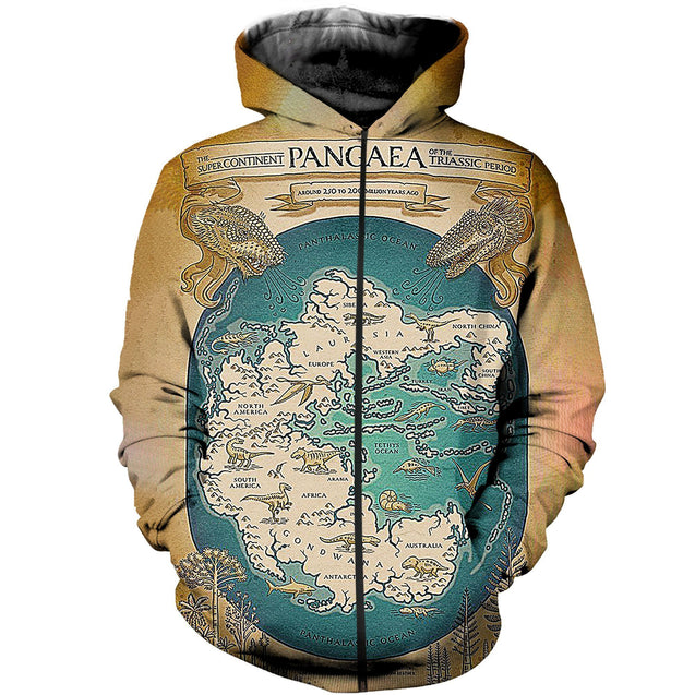 3D All Over Printed Dinosaur Map Shirts And Shorts-3D All Over Printed Clothes-HP Arts-Zipped Hoodie-XS-Vibe Cosy™