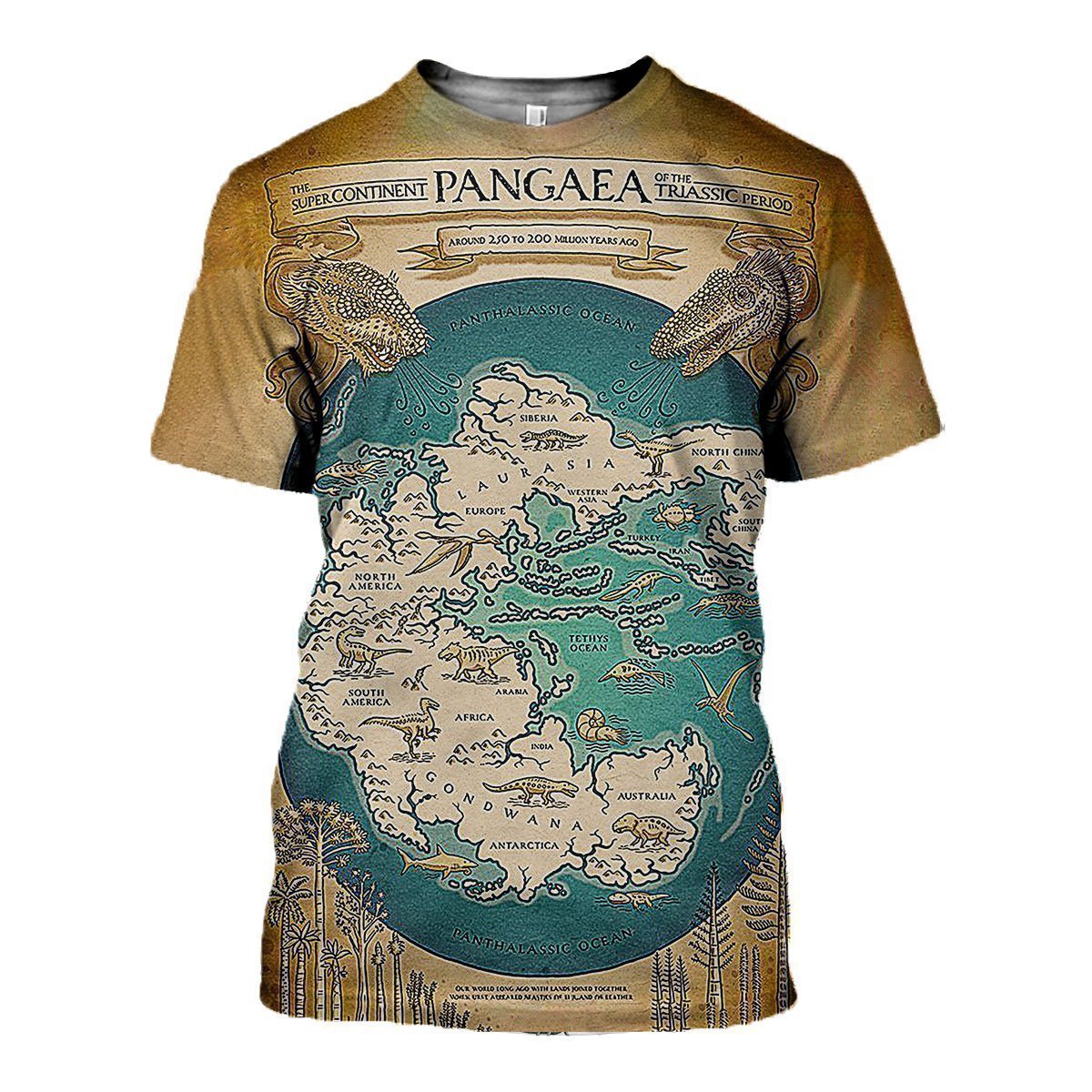 3D All Over Printed Dinosaur Map Shirts And Shorts-3D All Over Printed Clothes-HP Arts-T-shirt-XS-Vibe Cosy™