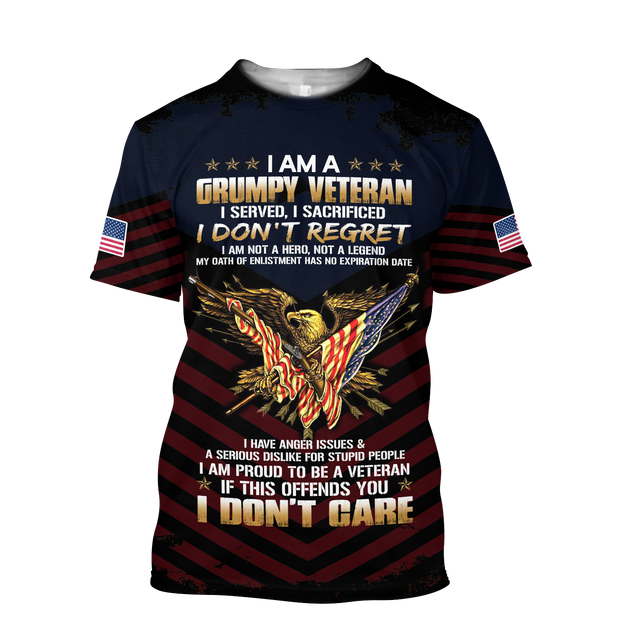 I am a Grumpy Veteran 3D all over printed shirts for men and women MH2005201-Apparel-Huyencass-T-Shirt-S-Vibe Cosy™