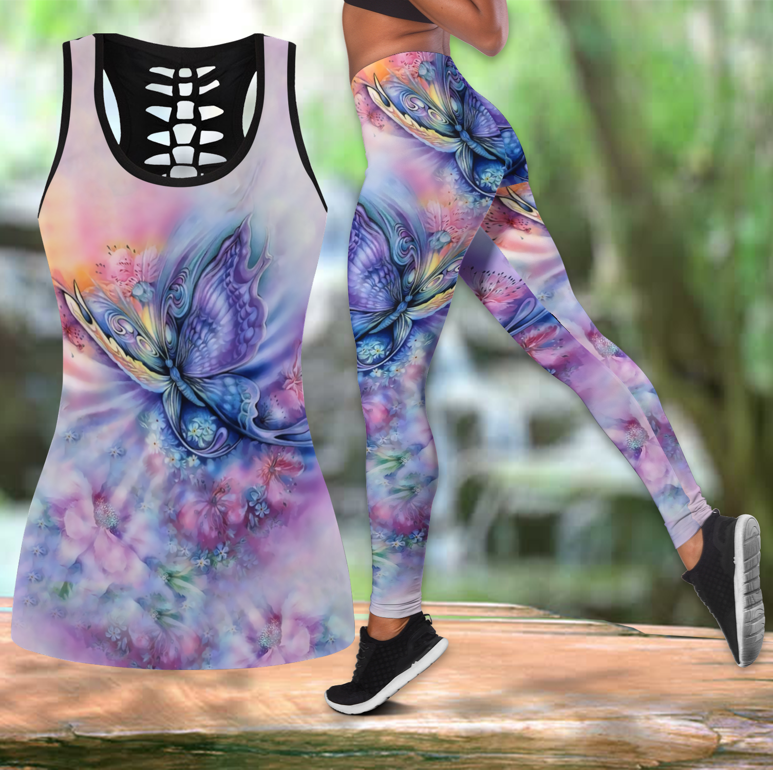 Beautiful Butterfly Combo Tank + Legging JJ080403-Apparel-TA-S-S-Vibe Cosy™