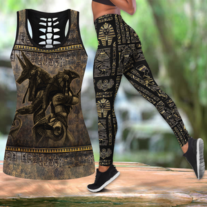 Ancient Egyptian Gods Combo Hollow Tanktop + Legging JJ120301-Apparel-MP-S-S-Vibe Cosy™