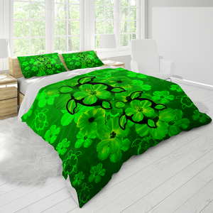 Green Hibiscus Turtles In Hawaiian Dream Bedding Set by SUN JJ160525S-Quilt-SUN-US King-Vibe Cosy™