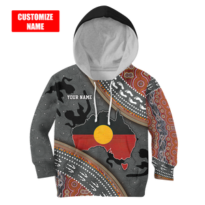 Custom name Aboriginal dots Zip pattern 3D design printed shirts for Kids