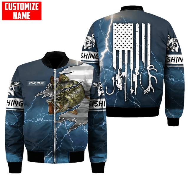 Northern Pike Fishing US Flag Custom name fishing shirts for men and women