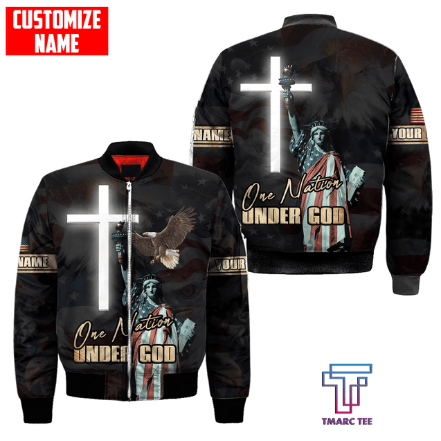 Customized name One Nation Under God 3D All Over Printed Unisex Shirts