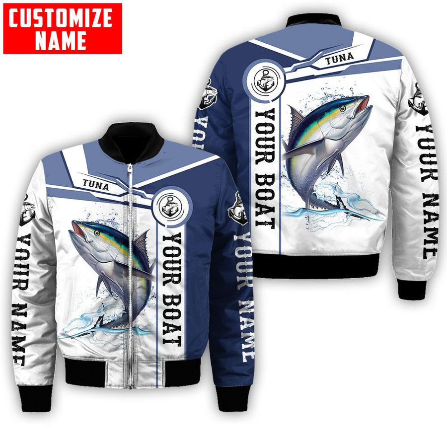 Custom name Tuna fishing Catch and Release 3D Design Fishing Bomber jacket