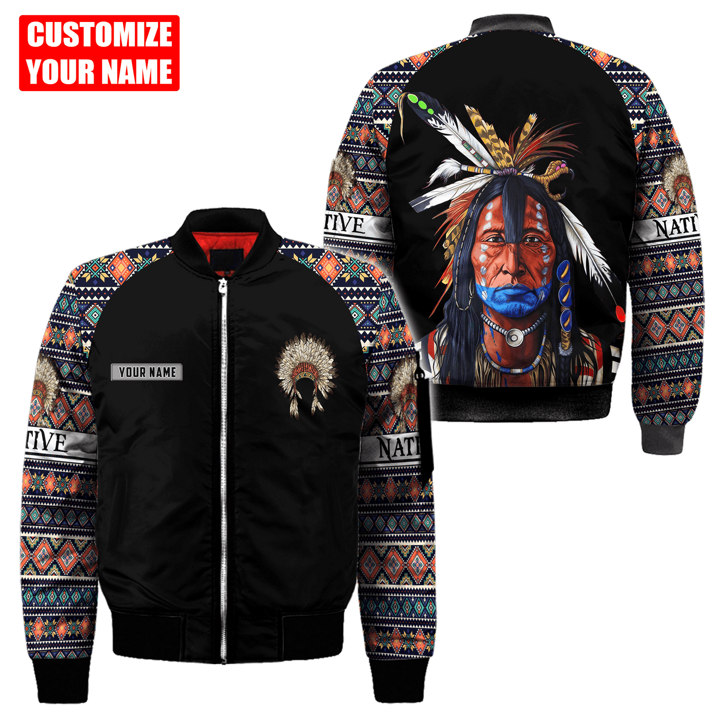 Customized Name Native American 3D All Over Printed Unisex Shirts