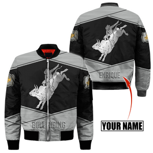 Personalized Name Bull Riding 3D All Over Printed Unisex Shirts Metal Pattern