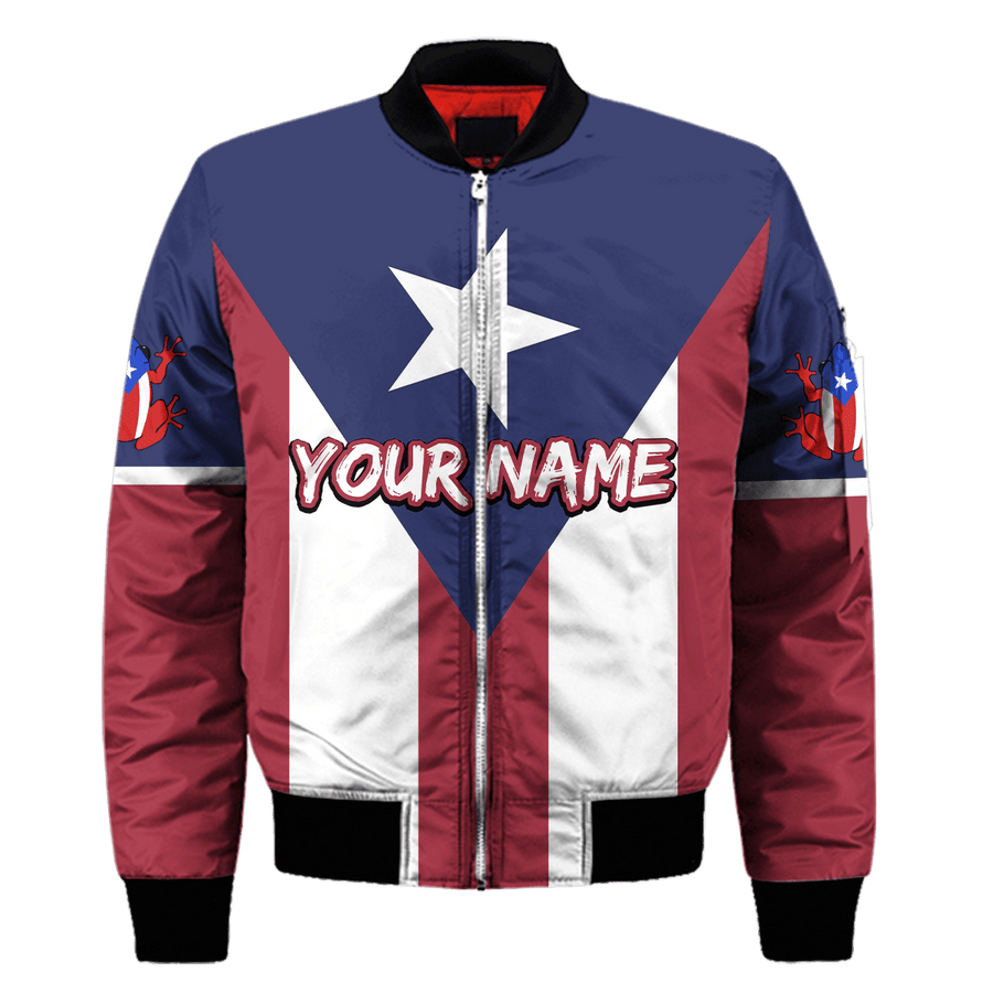 Customize Name Puerto Rico Bomber Jacket For Men And Women