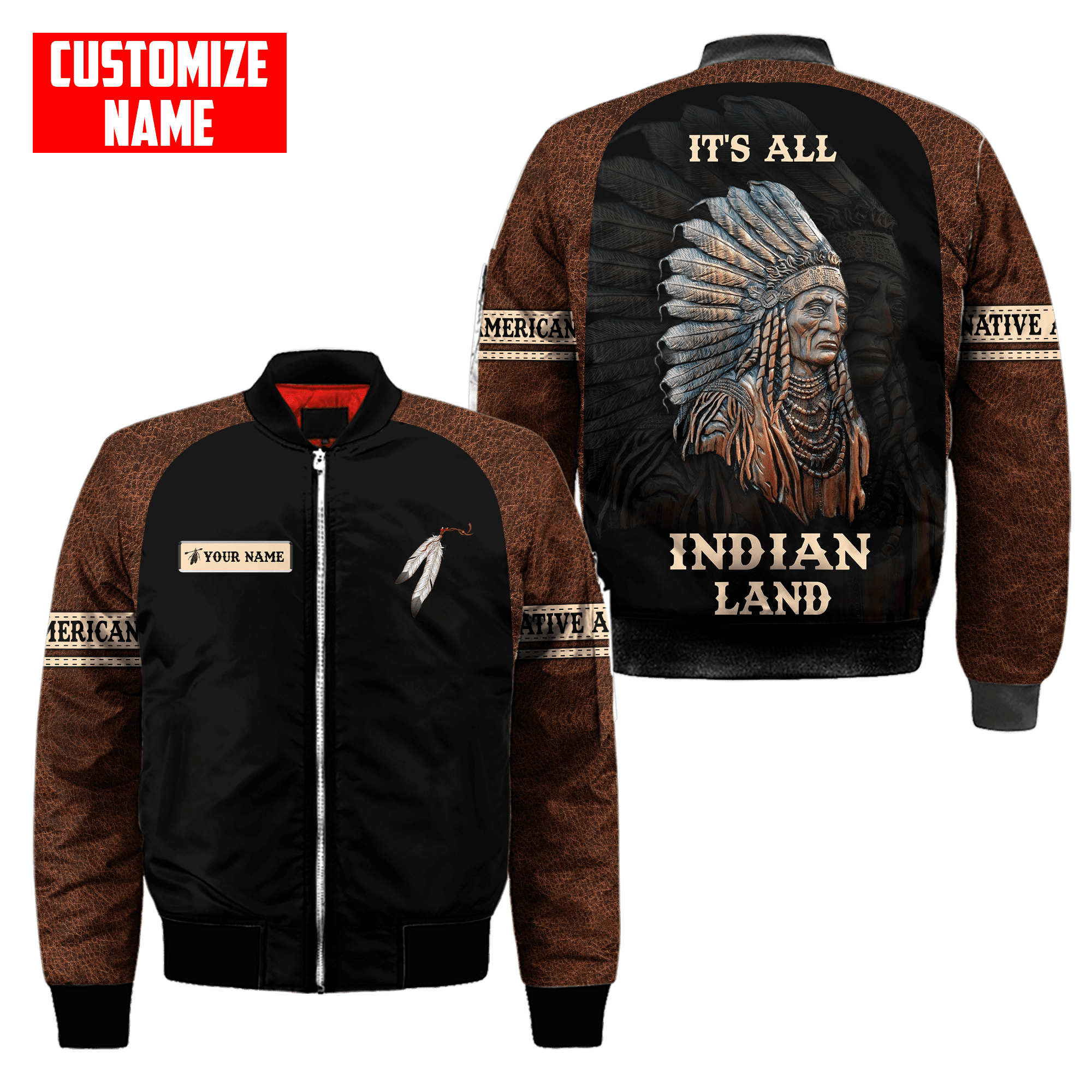 Customized name Native American 3D All Over Printed Unisex Shirts