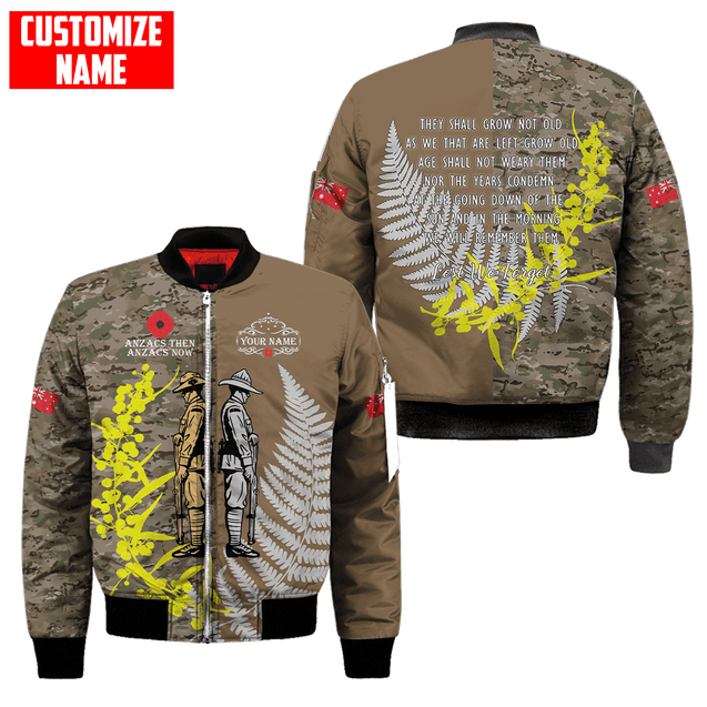 Custom name Anzac day The ode remembrance Soldier 3D printed winter shirts