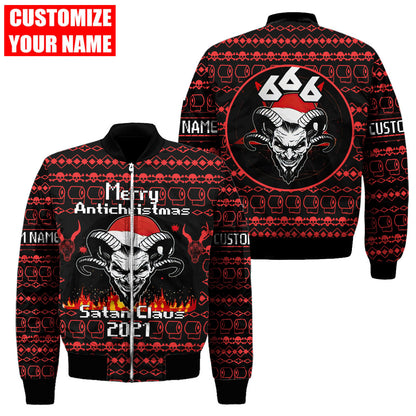 Customize Name Skull Satanic 3D All Over Printed Unisex Shirts