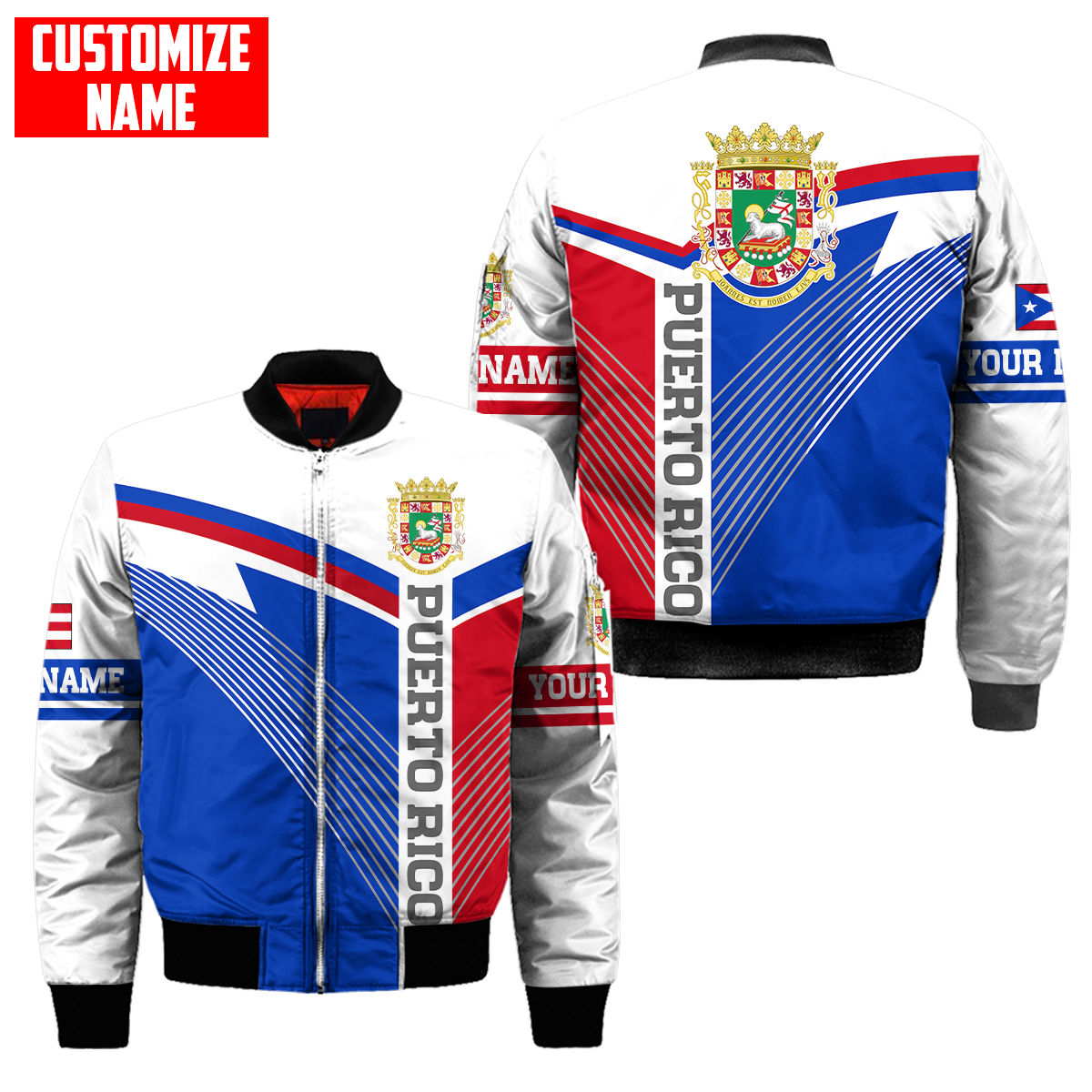 Customize Name Puerto Rico 3D All Over Printed Unisex Shirts