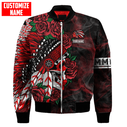 Customized name Native American Chief Skull MMIW Red Hand 3D All Over Printed Shirts