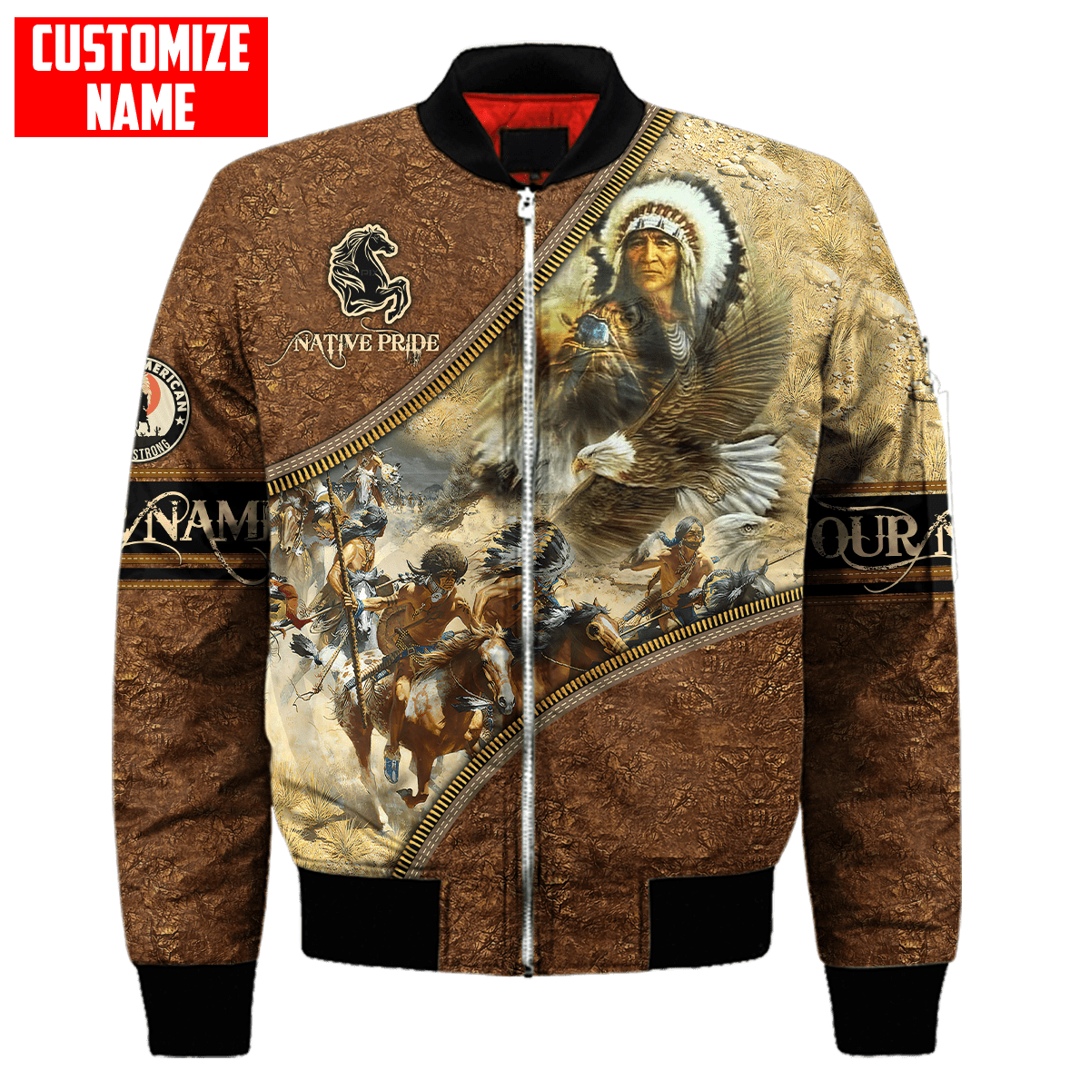 Customized name Eagle Chief Native Warrior American Spirit 3D All Over Printed Shirts