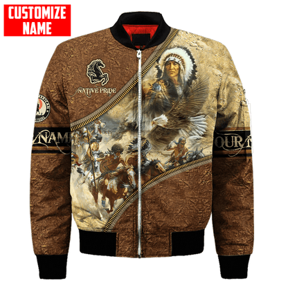 Customized name Eagle Chief Native Warrior American Spirit 3D All Over Printed Shirts