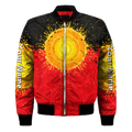 Custom name Aboriginal Flag Indigenous Sun Fleece Zip-Up Hoodie