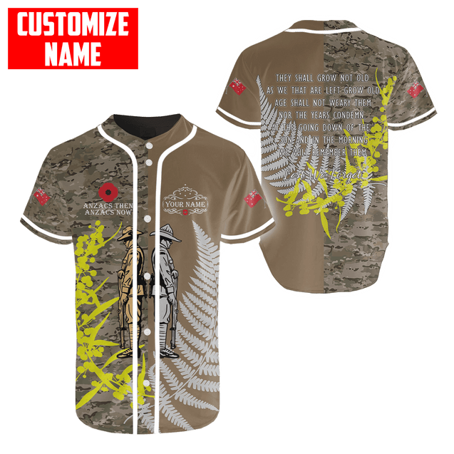 Custom name Anzac day The ode remembrance Soldier 3D printed summer shirts