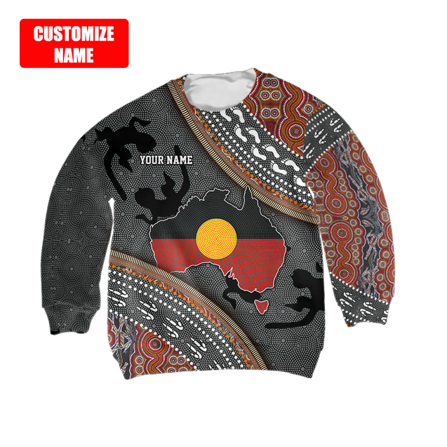 Custom name Aboriginal dots Zip pattern 3D design printed Kid shirts