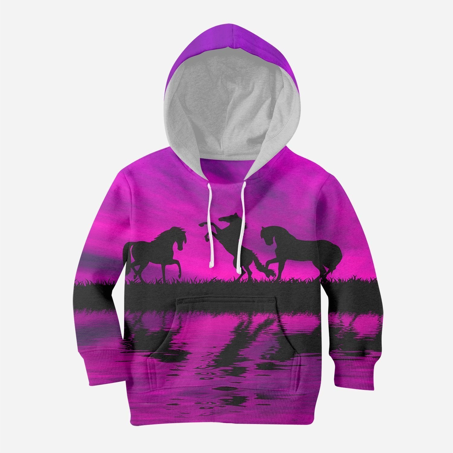 3D All Over Print Kid's Animals Horse Hoodie-Apparel-Phaethon-Hoodie-TODDLER 2T-Vibe Cosy™