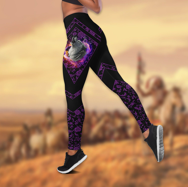 Wolf 3D All Over Printed Legging + Hollow Tank Combo