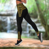 African Golden Dashiki Pattern 3D Over Printed Legging & Tank top ML